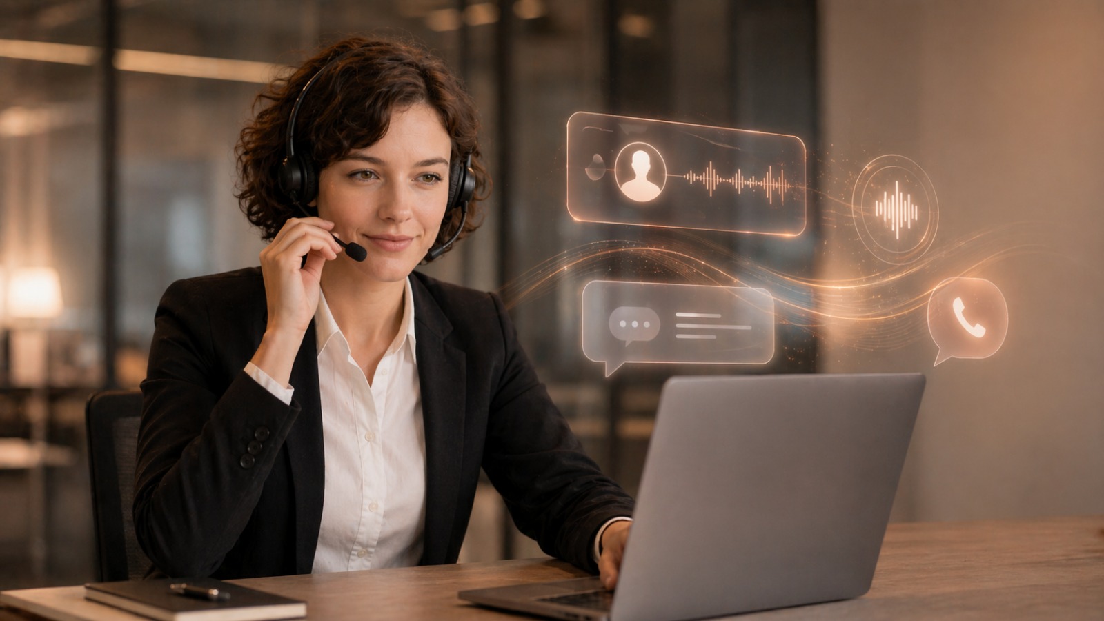 Ask-Maria, multimodal AI employee with a headset
